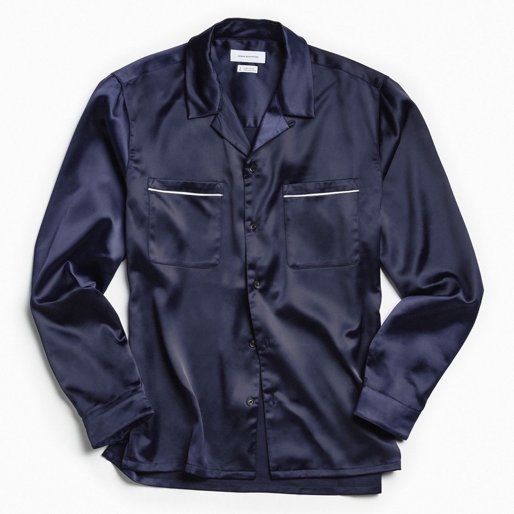 UO Satin Long Sleeve Button Down